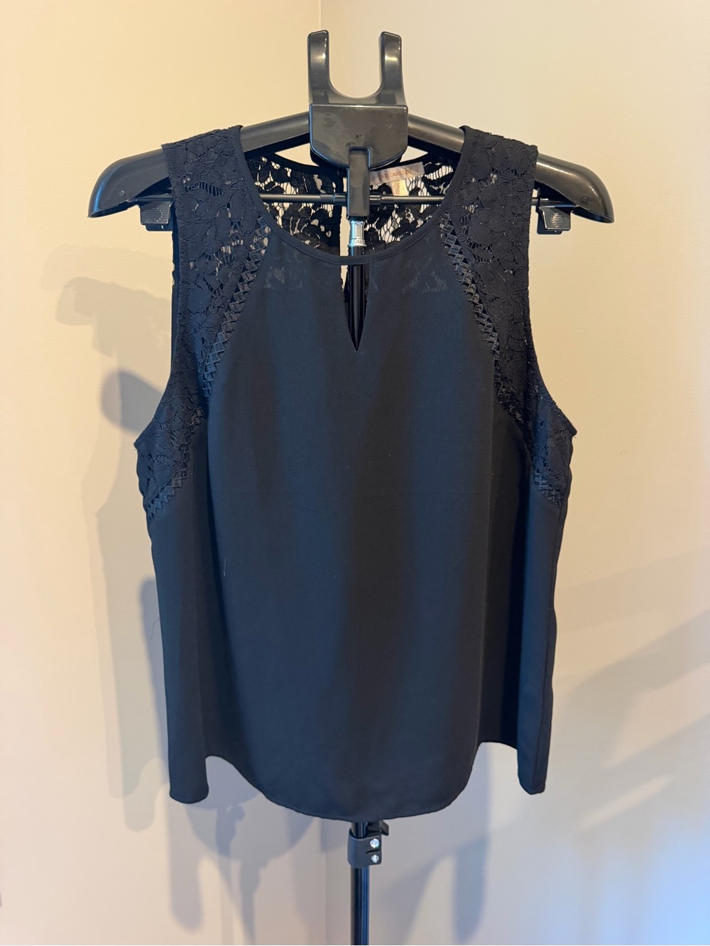 Skies are Blue Women's Black Lace-Trim Sleeveless Top